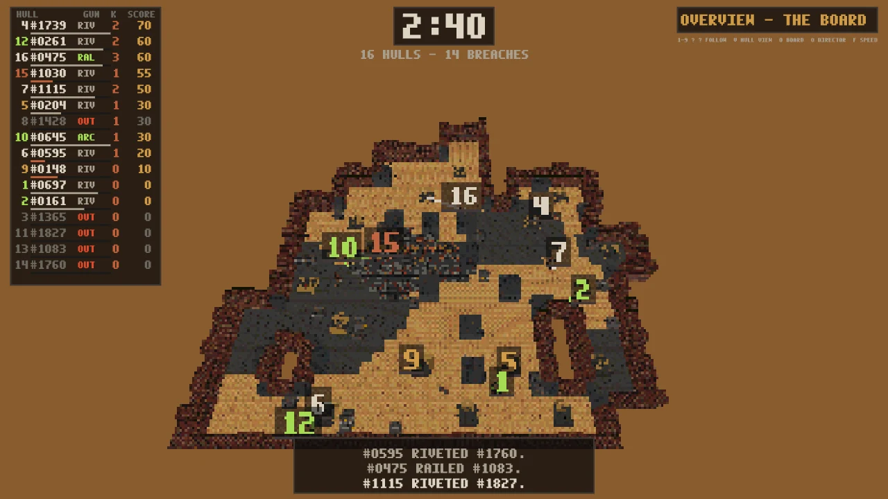 The Arena map from above with Hull positions
